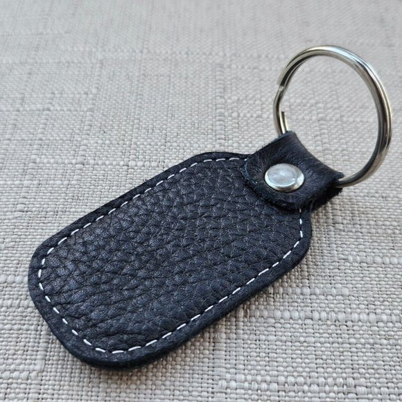 Keychains Black Genuine Leather Keys Holder Handmade Key Ring New - Picture 8 of 9